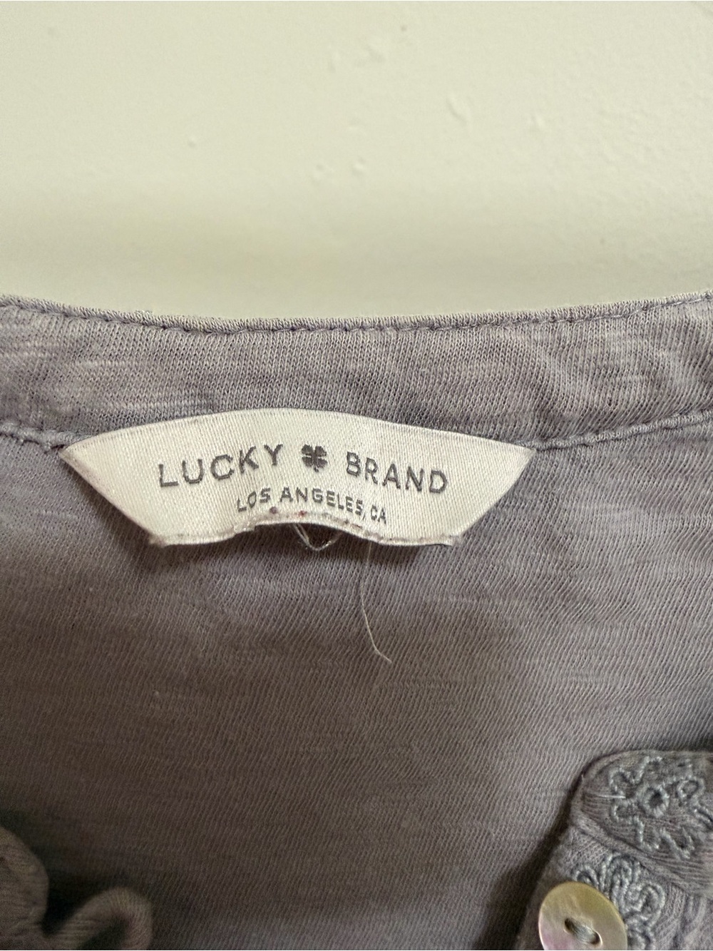 Lucky Brand Light Gray Button-Front Long-Sleeve Henley - Picture 5 of 7
